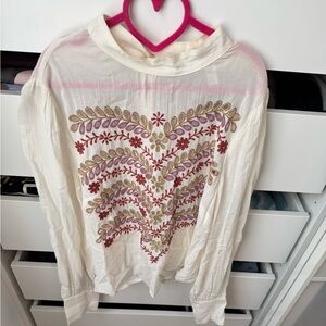 Anthropologie Meadow Rue Floral Embroidered Top